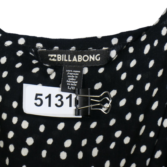 Billabong Blouse Womens Large Black Polka Dot Lightweight Cold Shoulder Boho - Picture 7 of 7